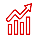 Growth graph icon symbolizing success in aesthetic technology advancements