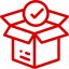 Open box with a checkmark symbolizing completed delivery service.